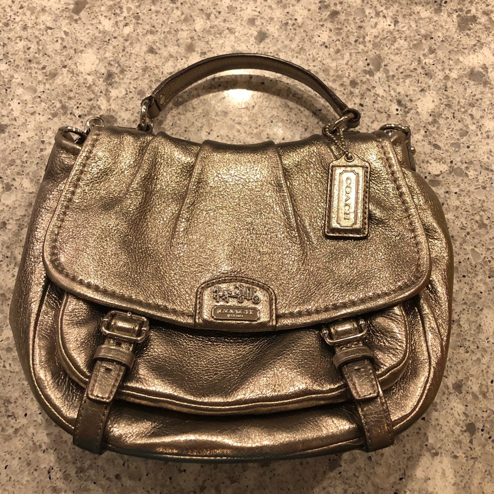 Bronze Leather Coach Handbag